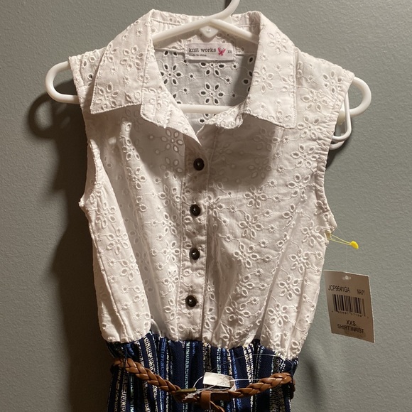 BRAND NEW GIRLS STRIPE JUMPSUIT SIZE 6 COMES WITH BELT! NWT! SMOKE FREE HOME! - Picture 3 of 5